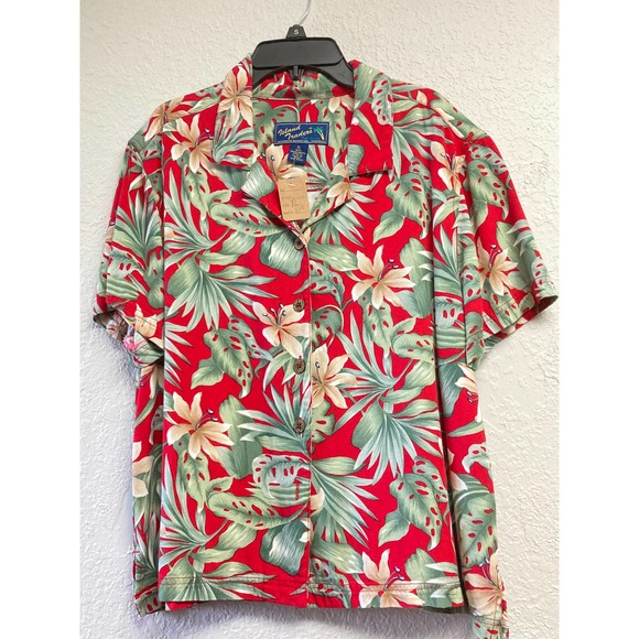 Island Traders Floral Button Down Blouse Size XL - Picture 1 of 5